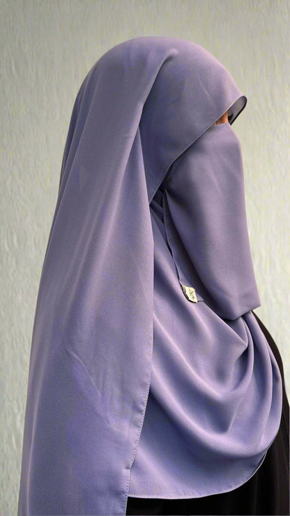 Grey Blue Hijab with Elastic Band